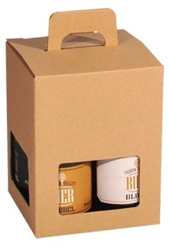 Bierverpakking Kraft voor 4 flesjes Bier Dikbuik FSC® 50stuks