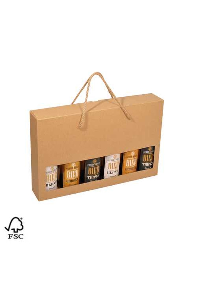 Bierverpakking Kraft voor 6 flesjes Bier 33cl met koord FSC® 50stuk