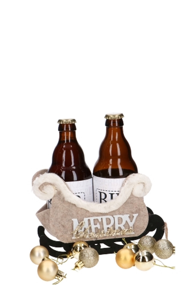 Bierverpakking Slee Merry Christmas 2 Bierflesjes 19x8.5x13cm 1stuks