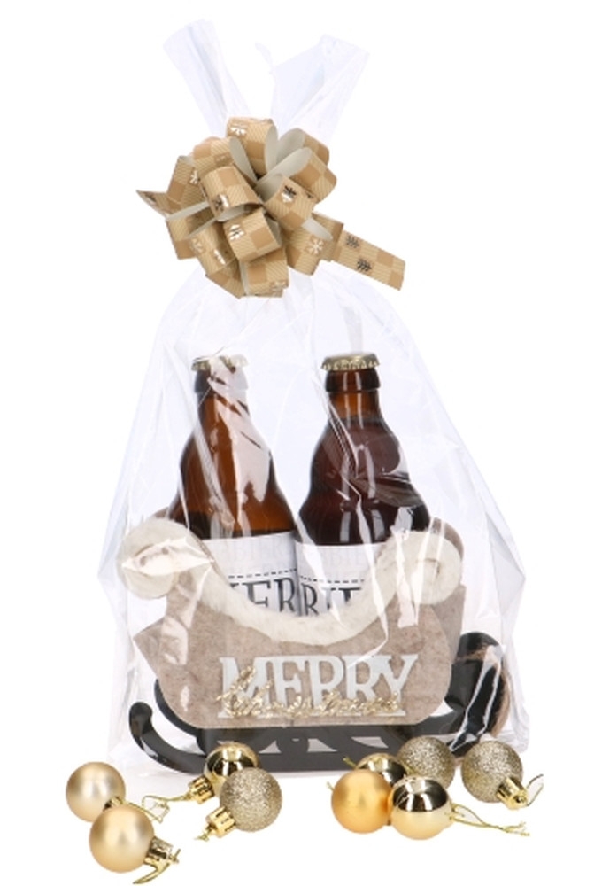 Bierverpakking Slee Merry Christmas 2 Bierflesjes 19x8.5x13cm 1stuks