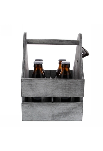 Bierverpakking Vierkante 4 Fles & Flesopener grijs 21.5x19.5x27cm 12st