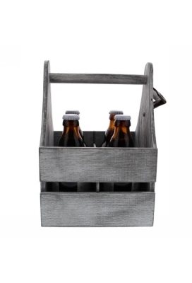 Bierverpakking Vierkante 4 Fles & Flesopener grijs 21.5x19.5x27cm 12st