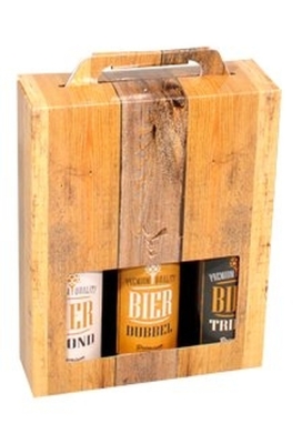 Bierverpakking Wood voor 3 flesjes Bier 33cl FSC® 50stuks