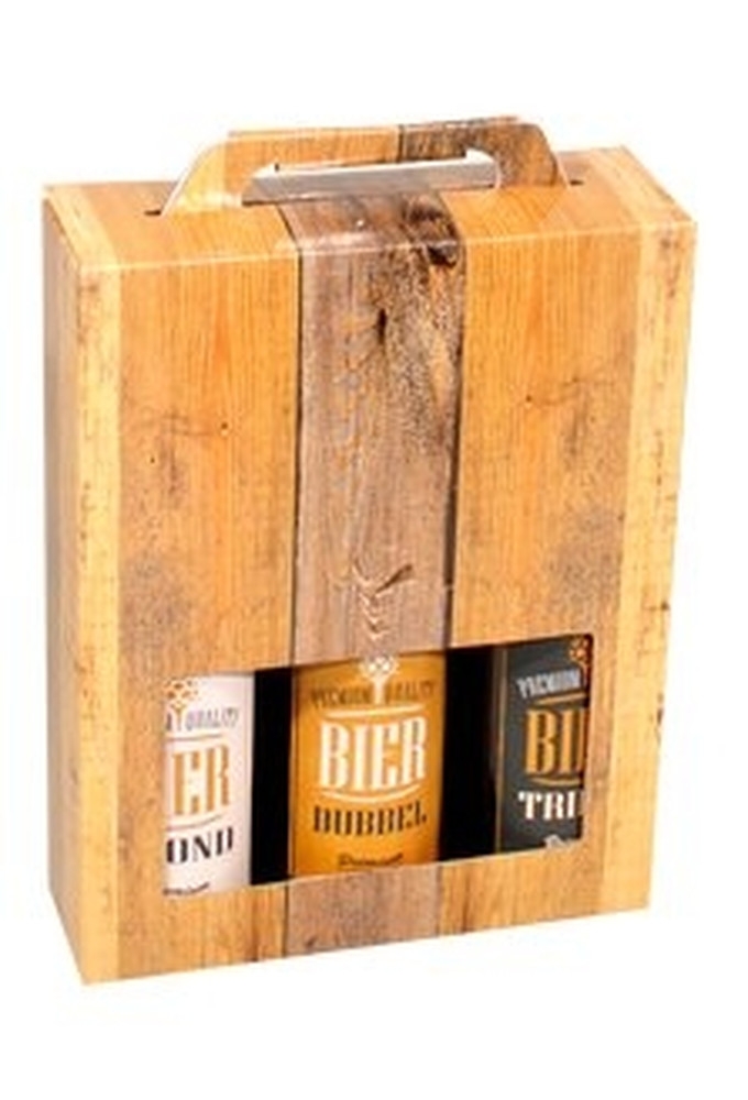 Bierverpakking Wood voor 3 flesjes Bier 33cl FSC® 50stuks