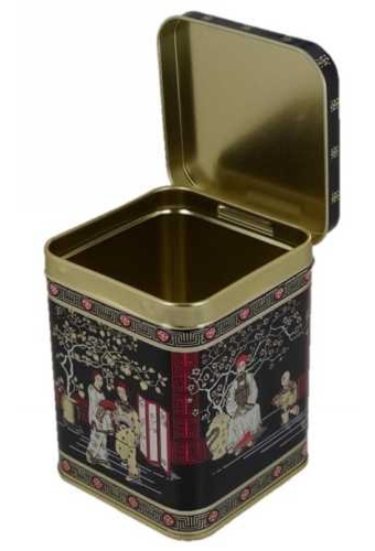Blikken Black jap Square large 200gram 8.8x8.8x11.3cm 12stuks