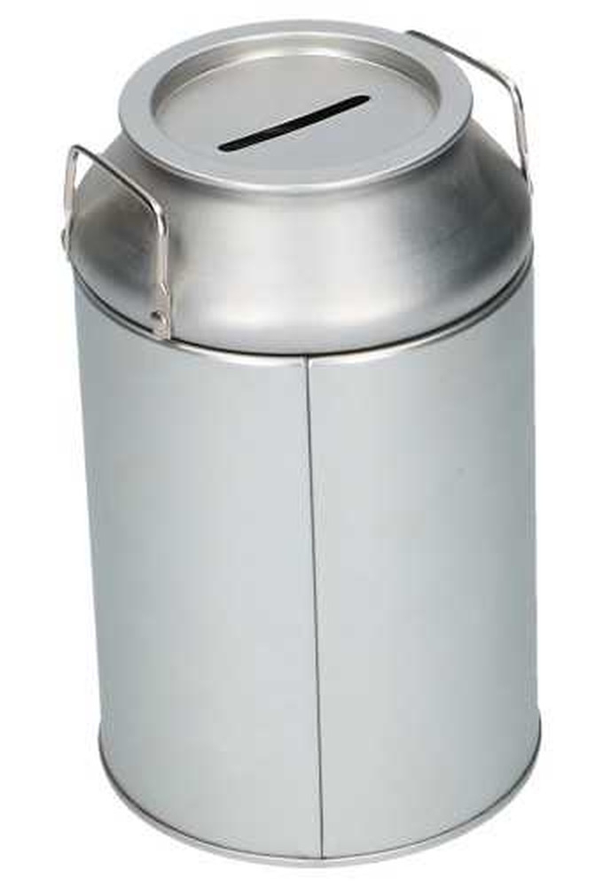 Blikken Blanco Melkbusblik & Spaarpot Met Spaargleuf 8.6x14cm 1stuks
