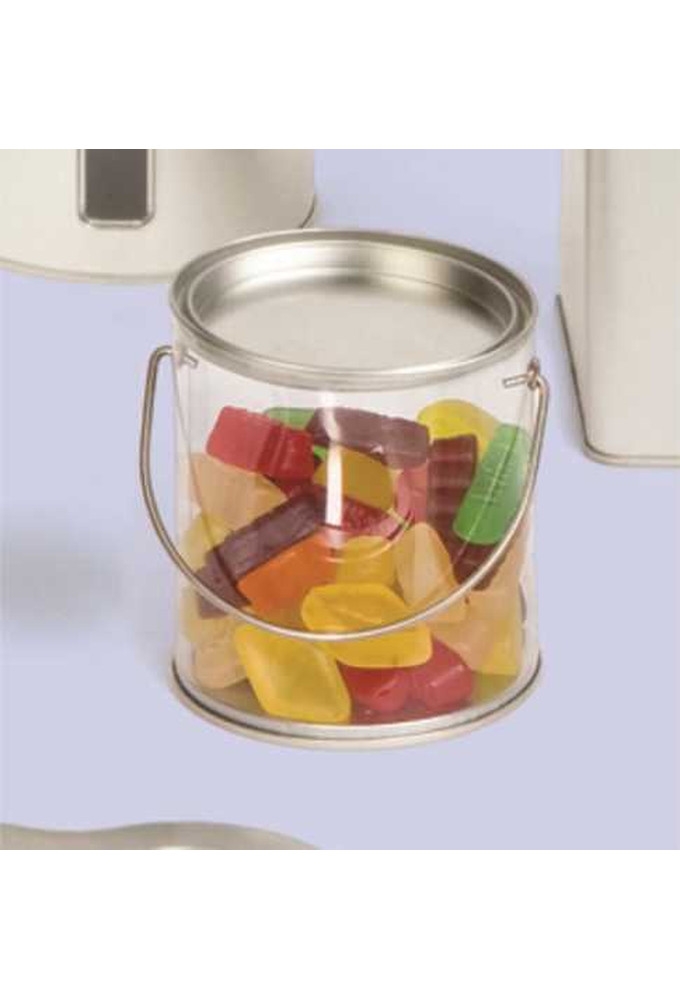 Blikken Blanco Snoepblikje Met Venster Rond r8.5x9.1cm 12stuks