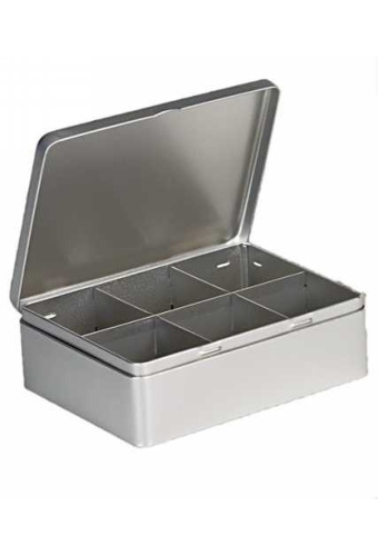 Blikken Blanco Thee met 6 vakjes 20.3x15.7x7cm 12stuks