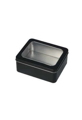 Blikken Zwart Met Venster 14.2x11.7x5.8cm 1stuks