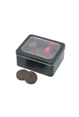 Blikken Zwart Met Venster 14.2x11.7x5.8cm 1stuks