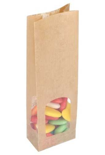 Blokbodemzakjes Kraft Siena Met Dubbele Venster Sealbaar 8x5x28cm 50st