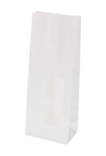 Blokbodemzakjes Wit & Lange Venster Sealbaar 10.5x6.5x27.5cm 100stuks