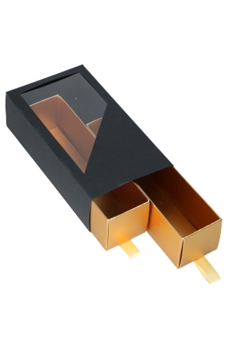 Bonbondoosje 2 Ladeboxje Zwart Mat & Goud Mat Hoog 16x8.6x4.5cm 10st