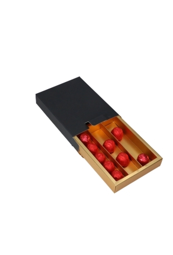 Bonbondoosje Porto Zwart & Bonbondoos Goud Mat 11.25x15x2.8cm 10stuks