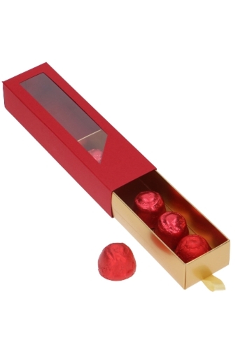 Bonbondoosjes 1 Ladeboxje Rood Mat & Goud Mat Laag 16x4.3x2.8cm 10st
