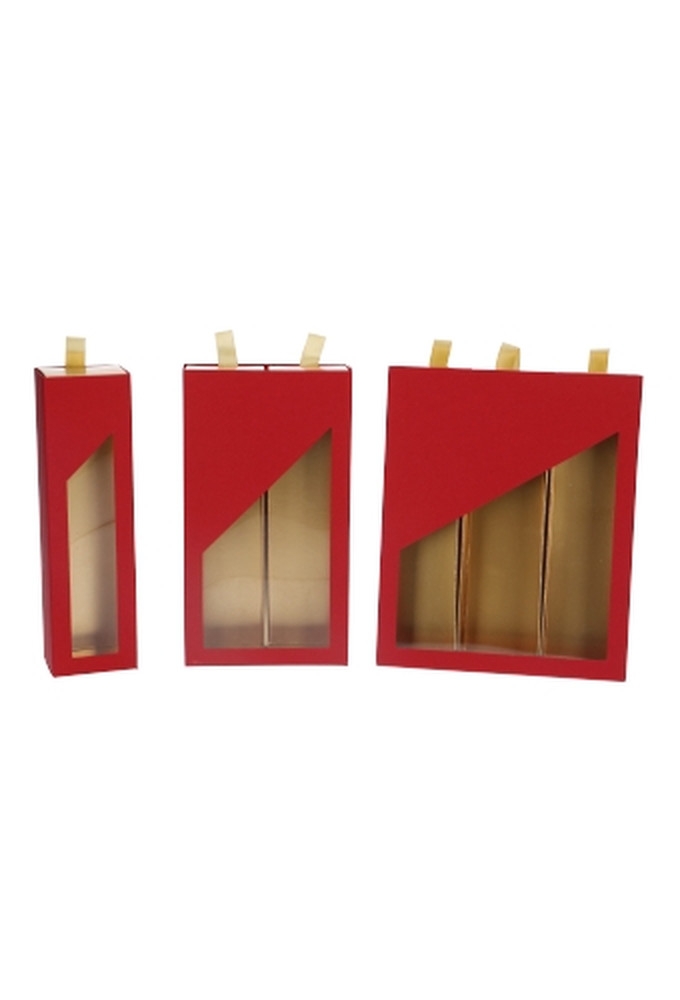 Bonbondoosjes 1 Ladeboxje Rood Mat & Goud Mat Laag 16x4.3x2.8cm 10st
