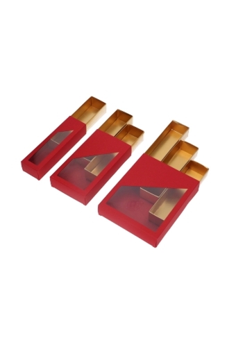 Bonbondoosjes 1 Ladeboxje Rood Mat & Goud Mat Laag 16x4.3x2.8cm 10st