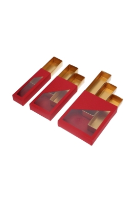 Bonbondoosjes 1 Ladeboxje Rood Mat & Goud Mat Laag 16x4.3x2.8cm 10st