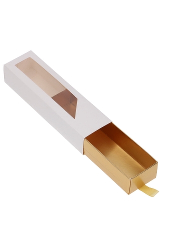 Bonbondoosjes 1 Ladeboxje Wit Mat & Goud Mat Laag 16x4.3x2.8cm 10stuks