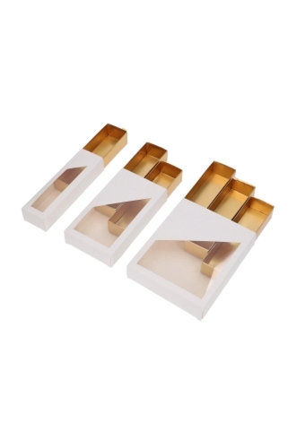 Bonbondoosjes 1 Ladeboxje Wit Mat & Goud Mat Laag 16x4.3x2.8cm 10stuks