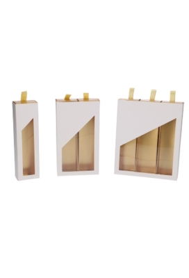 Bonbondoosjes 3 Ladeboxje Wit Mat & Goud Mat Laag 16x12.9x2.8cm 10st