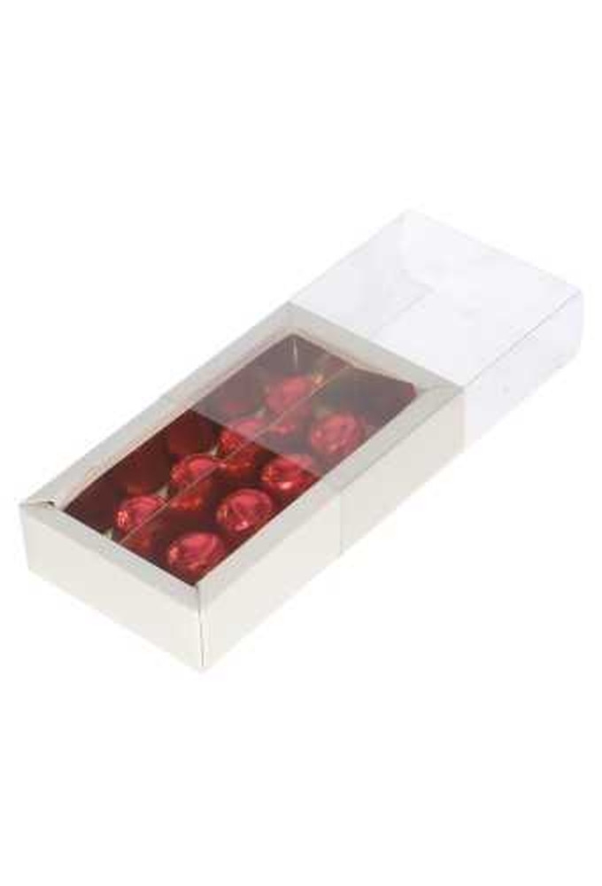 Bonbondoosjes Lederlook Wit Transp.Venster 14.5x7.5x3.5cm 10st