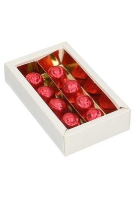 Bonbondoosjes Lederlook Wit Transp.Venster 14.5x7.5x3.5cm 10st