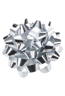 Bows Strik Doorsnee 9cm Zilver Metallic met plakker 20stuks