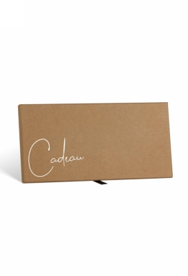 Cadeaubon + Luxe Cadeaudoosje Kraft Cadeau Met Lint 22x11x1.3cm 10st
