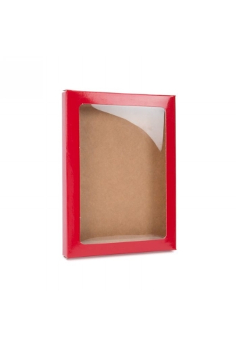 Cadeaudoosjes Jura Glans Rood Met Venster 13.7x1.5x18.7cm 25stuks