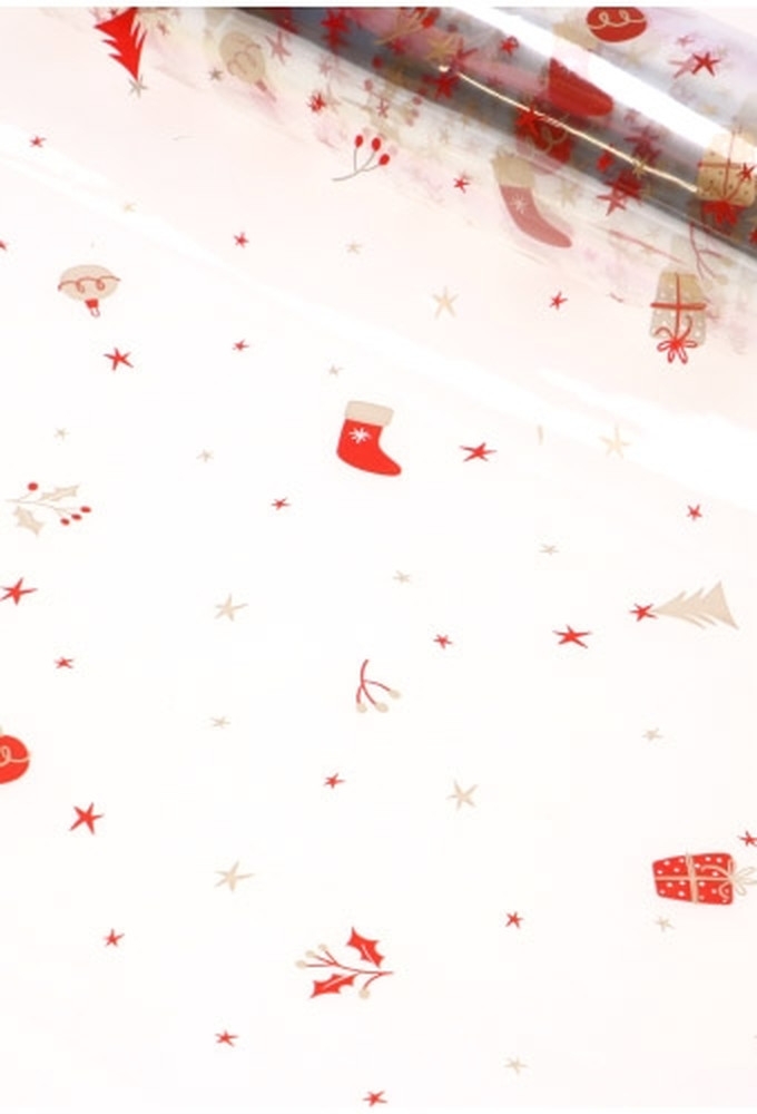 Cadeaufolie Kerstmis 50 cm x 200meter 35mu rol Cellofaanfolie