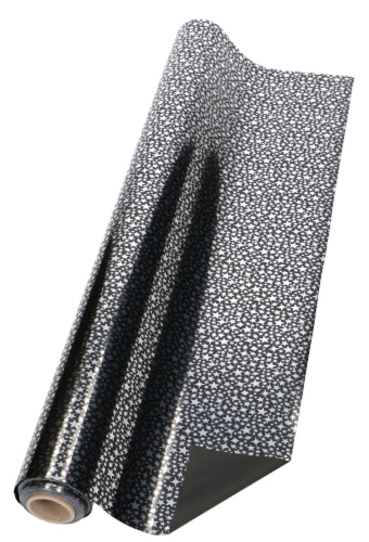 Cadeaufolie Zwart & Metallic Silver Stars Rain 70x50meter