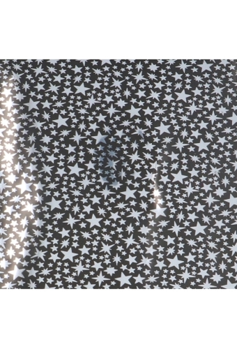 Cadeaufolie Zwart & Metallic Silver Stars Rain 70x50meter