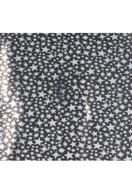 Cadeaufolie Zwart & Metallic Silver Stars Rain 70x50meter