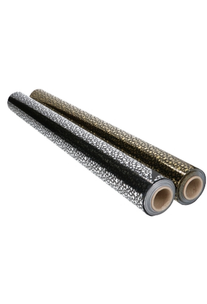 Cadeaufolie Zwart & Metallic Silver Stars Rain 70x50meter