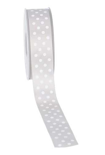 Cadeaulint Satijn Dots Zilver 25mm x 20 meter