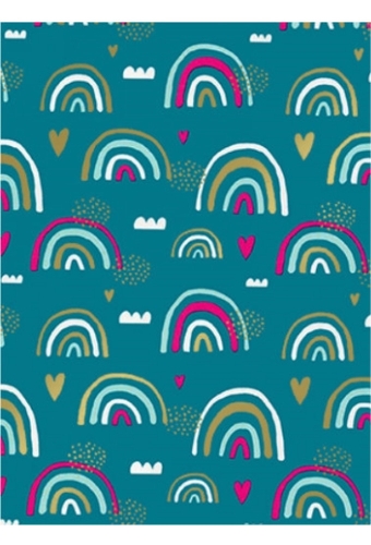 Cadeaupapier Coated lucky rainbow blue fuchsia gold 50cmx200meter