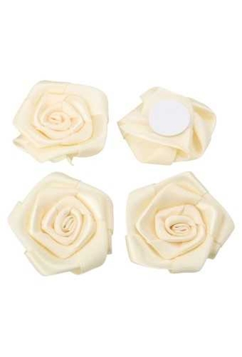Cadeaustrikje Satijn Roos Groot Creme Met Plakker 4.5cm 15stuks