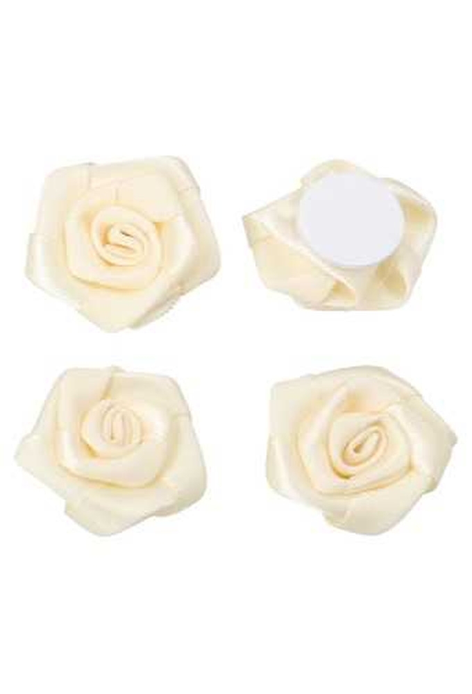 Cadeaustrikje Satijn Roos Klein Creme Met Plakker 2.5cm 24stuks