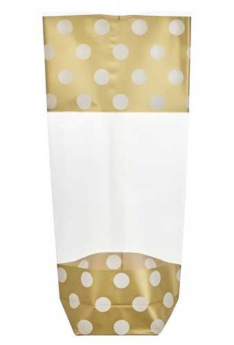 Cellofaan Zakjes Goud & Witte Dots 10x4x22cm 100stuks