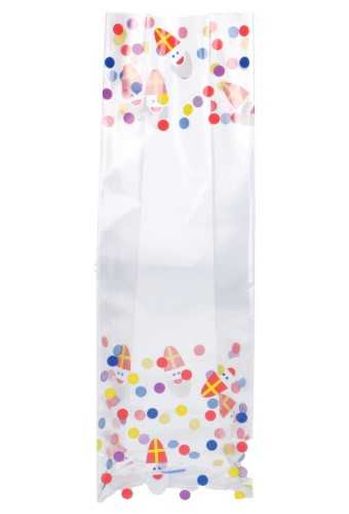 Cellofaan Zakjes Met Blokbodem Sint & Strooigoed 7x4x22cm 100stuks