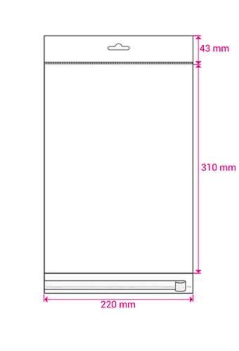 Cellofaan Zakjes Transp. & Wit Euroslot & Plakstrip 310x220mm 250stuks