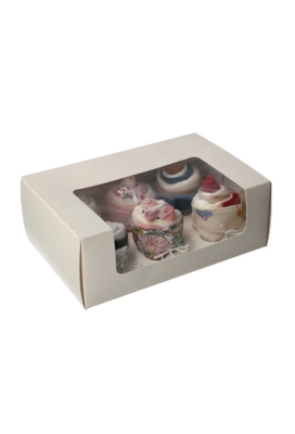 Cupcake Doosjes Wit Creme Grivola 6 Cupcake 27x18x10cm 10stuks