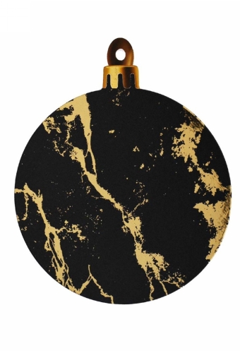 Decoratie Grote Etalage Kerstbal  Zwart Goud Marmer 48cm 1stuks