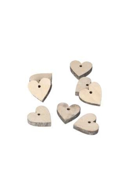 Decoratie Hanger Houten 3cm Hartje Naturel 28stuks
