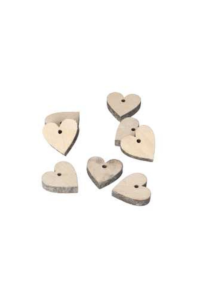 Decoratie Hanger Houten 3cm Hartje Naturel 28stuks