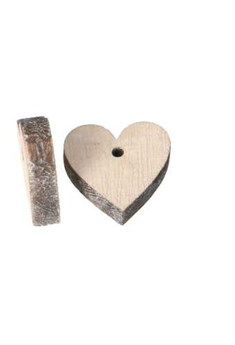 Decoratie Hanger Houten 3cm Hartje Naturel 28stuks