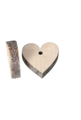 Decoratie Hanger Houten 3cm Hartje Naturel 28stuks