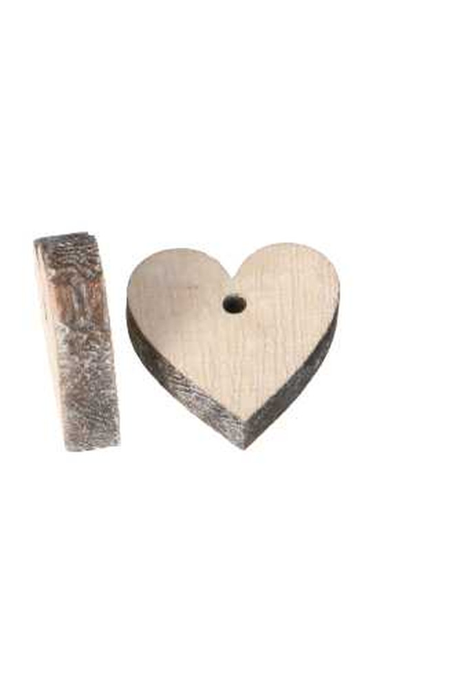 Decoratie Hanger Houten 3cm Hartje Naturel 28stuks
