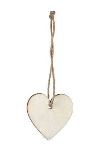 Decoratie Hanger Houten Hartje & Koord 4cm 24stuks